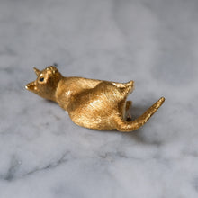 Load image into Gallery viewer, RESERVED: Vintage Brushed 18K Yellow Gold Cat with Sapphire Eyes Brooch