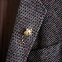 Load image into Gallery viewer, Vintage Brushed 18K Yellow Gold with Ruby Eyes Mouse Brooch by Merrin