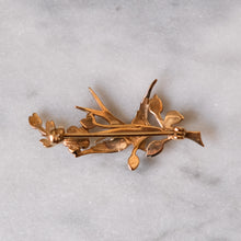 Load image into Gallery viewer, Vintage 9K Yellow Gold Seed Pearl & Sapphire Swallow Brooch