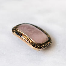 Load image into Gallery viewer, Georgian 10K Rose Gold Enamel Ouroboros Serpent Mourning Brooch