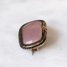 Load image into Gallery viewer, Georgian 10K Rose Gold Enamel Ouroboros Serpent Mourning Brooch
