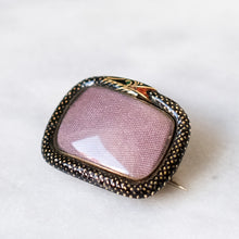 Load image into Gallery viewer, Georgian 10K Rose Gold Enamel Ouroboros Serpent Mourning Brooch