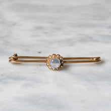 Load image into Gallery viewer, Edwardian 9K Yellow Gold Moonstone and Seed Pearl Brooch