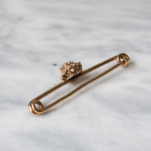 Load image into Gallery viewer, Edwardian 9K Yellow Gold Moonstone and Seed Pearl Brooch