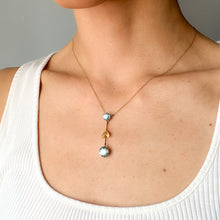 Load image into Gallery viewer, Edwardian 16.75 inch 14K Yellow & Rose Gold Zircon Lavalier Necklace