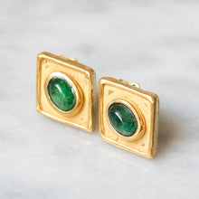 Load image into Gallery viewer, 18K Yellow Gold Emerald Earring Studs by Cardena Gioielli