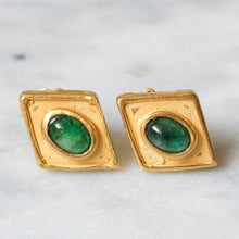 Load image into Gallery viewer, 18K Yellow Gold Emerald Earring Studs by Cardena Gioielli
