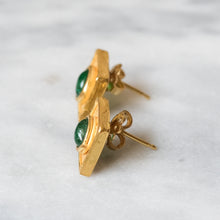 Load image into Gallery viewer, 18K Yellow Gold Emerald Earring Studs by Cardena Gioielli
