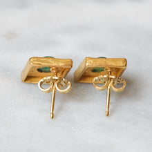 Load image into Gallery viewer, 18K Yellow Gold Emerald Earring Studs by Cardena Gioielli