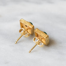 Load image into Gallery viewer, 18K Yellow Gold Emerald Earring Studs by Cardena Gioielli
