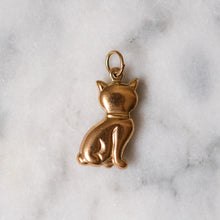 Load image into Gallery viewer, 9K Yellow Gold Cat with Green Eyes Charm