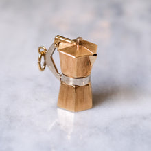 Load image into Gallery viewer, 14K Rose and White Gold Italian Coffee Pot Charm Pendant with Articulated Lid