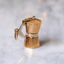 Load image into Gallery viewer, 14K Rose and White Gold Italian Coffee Pot Charm Pendant with Articulated Lid
