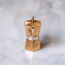 Load image into Gallery viewer, 14K Rose and White Gold Italian Coffee Pot Charm Pendant with Articulated Lid