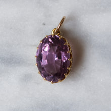 Load image into Gallery viewer, Vintage 9K Yellow Gold Oval Faceted Amethyst Pendant