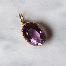 Load image into Gallery viewer, Vintage 9K Yellow Gold Oval Faceted Amethyst Pendant