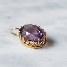Load image into Gallery viewer, Vintage 9K Yellow Gold Oval Faceted Amethyst Pendant