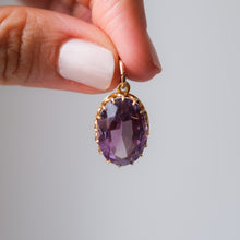 Load image into Gallery viewer, Vintage 9K Yellow Gold Oval Faceted Amethyst Pendant
