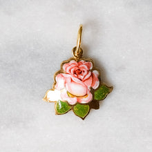 Load image into Gallery viewer, 18K Yellow Gold Enamel Rose Pendant by Gabriella Rivalta