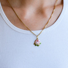 Load image into Gallery viewer, 18K Yellow Gold Enamel Rose Pendant by Gabriella Rivalta