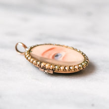 Load image into Gallery viewer, Antique Victorian 9K Rose Gold Lover's Eye Locket Pendant