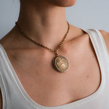 Load image into Gallery viewer, Antique 9K Two-Tone Gold Engraved with Enamel Orange Blossom Keepsake Locket