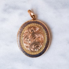 Load image into Gallery viewer, Antique 9K Two-Tone Gold Engraved with Enamel Orange Blossom Keepsake Locket