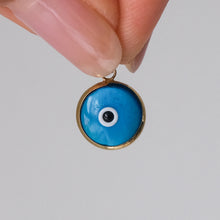 Load image into Gallery viewer, 14K Yellow Gold Blue Glass Evil Eye Charm