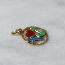 Load image into Gallery viewer, Vintage 14K Yellow Gold Enamel FAITH, HOPE & CHARITY Charm