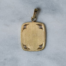 Load image into Gallery viewer, Vintage 14K Yellow Gold Diamond Engraving Plate Pendant