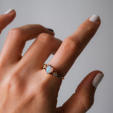 Load image into Gallery viewer, Antique 18K Yellow Gold Opal Heart and Diamonds Ring
