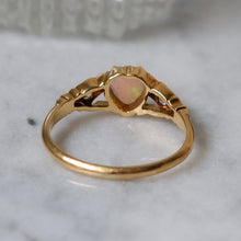 Load image into Gallery viewer, Antique 18K Yellow Gold Opal Heart and Diamonds Ring