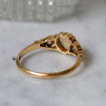 Load image into Gallery viewer, Antique 18K Yellow Gold Opal Heart and Diamonds Ring