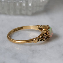Load image into Gallery viewer, Antique 18K Yellow Gold Opal Heart and Diamonds Ring