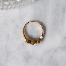 Load image into Gallery viewer, Antique 14K Yellow Gold Diamond and Emeralds Trilogy Ring