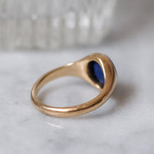 Load image into Gallery viewer, Antique 9K Yellow Gold Lapis Lazuli Owl Signet Ring