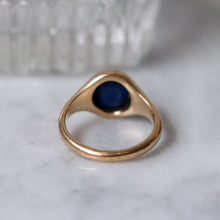 Load image into Gallery viewer, Antique 9K Yellow Gold Lapis Lazuli Owl Signet Ring