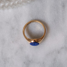 Load image into Gallery viewer, Antique 9K Yellow Gold Lapis Lazuli Owl Signet Ring
