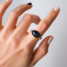 Load image into Gallery viewer, 14K Yellow Gold Blue Quartz Scarab Ring
