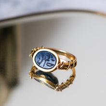 Load image into Gallery viewer, 14K Yellow Gold Blue Quartz Scarab Ring