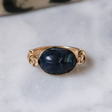 Load image into Gallery viewer, 14K Yellow Gold Blue Quartz Scarab Ring