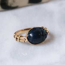 Load image into Gallery viewer, 14K Yellow Gold Blue Quartz Scarab Ring