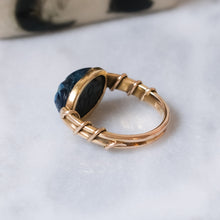 Load image into Gallery viewer, 14K Yellow Gold Blue Quartz Scarab Ring