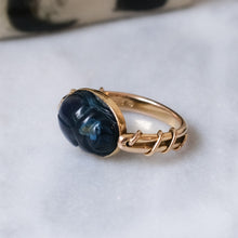 Load image into Gallery viewer, 14K Yellow Gold Blue Quartz Scarab Ring