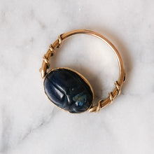Load image into Gallery viewer, 14K Yellow Gold Blue Quartz Scarab Ring