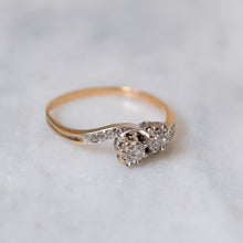 Load image into Gallery viewer, Antique Jugendstil 14K Yellow Gold Diamond Toi et Moi Ring