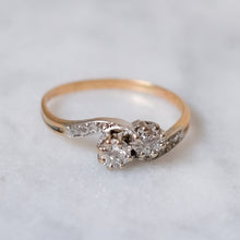 Load image into Gallery viewer, Antique Jugendstil 14K Yellow Gold Diamond Toi et Moi Ring