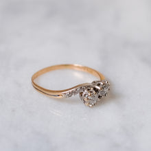 Load image into Gallery viewer, Antique Jugendstil 14K Yellow Gold Diamond Toi et Moi Ring