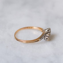 Load image into Gallery viewer, Antique Jugendstil 14K Yellow Gold Diamond Toi et Moi Ring