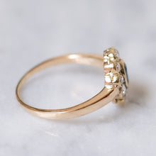 Load image into Gallery viewer, Antique 14K Yellow Gold Sapphire and Diamond Halo Ring